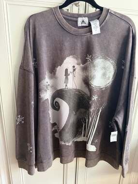 Disney Parks The Nightmare Before Christmas Gray Acid Wash Pullover Sweatshirt